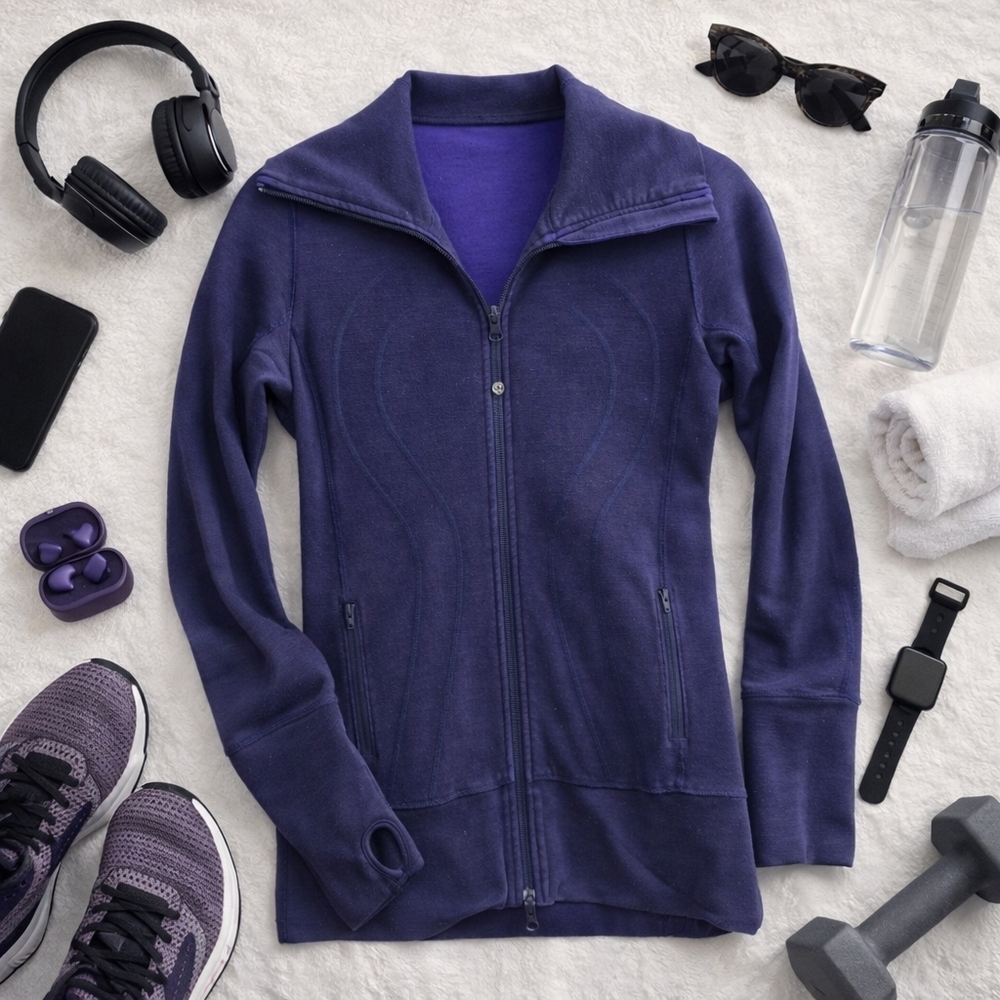 Lululemon Purple In Stride Long Sleeve Full Zip Jacket. Ladies Size 2 (Xsmall)